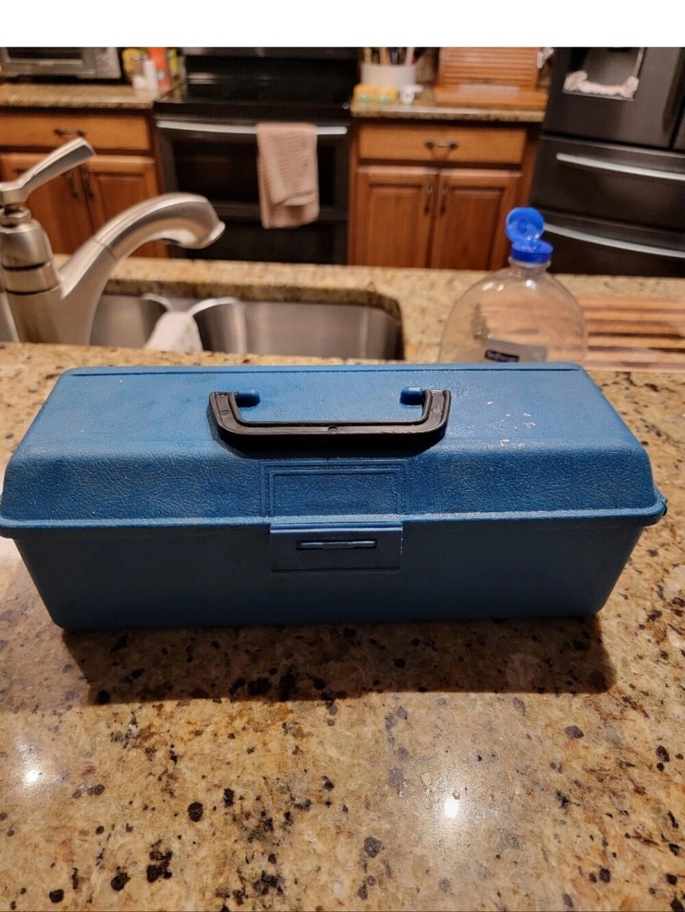 Vintage Small Blue Plastic Utility Box 12" X 5" X 4.5" Tall